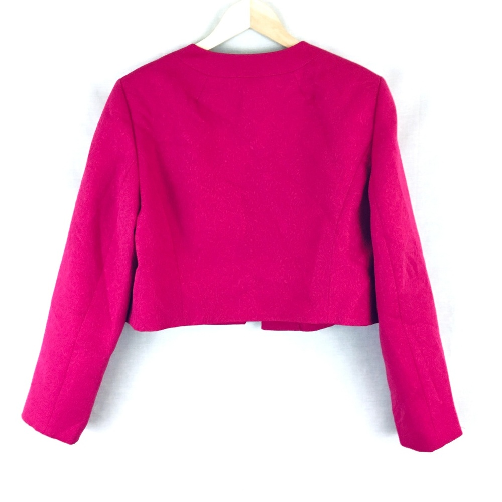 Kasper Floral Embroidered Cropped Fuchsia Blazer - Picture 7 of 8